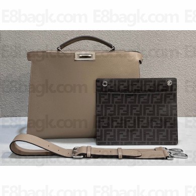Fendi Peekaboo Iseeu Medium Bag in Selleria Leather 7VA529 Beige/Blue