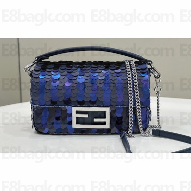 Fendi Mini Baguette bag Dark and mid blue sequin bag