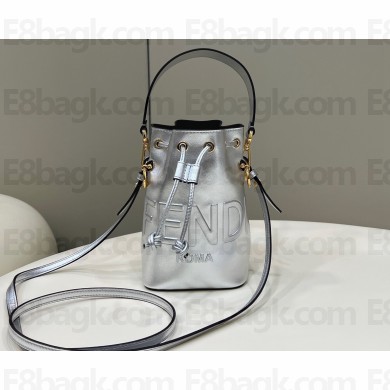 Fendi Mon Tresor Mini bucket bag leather Silver