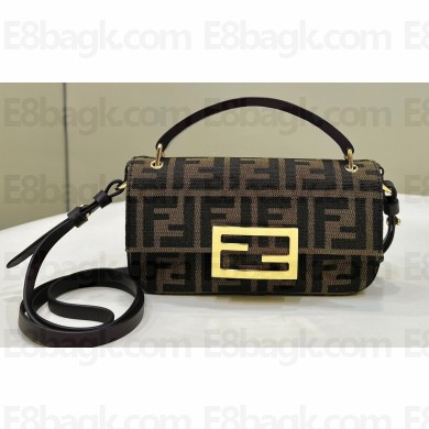 Fendi Baguette Phone Pouch Bag in Brown FF jacquard fabric 2024