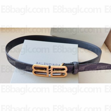 Balenciaga Width 3cm BB Signature Belt in Black/Gold BB Monogram coated canvas