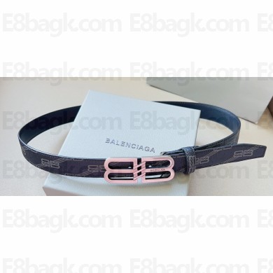 Balenciaga Width 3cm BB Signature Belt in Black/Silver BB Monogram coated canvas