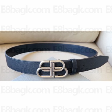 Balenciaga Width 3.4cm BB Large Belt in Black/Silver