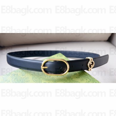 Gucci Width 2.5cm Belt with Round Interlocking G 760164 Black/Gold