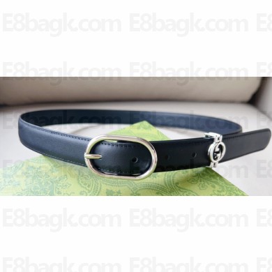 Gucci Width 2.5cm Belt with Round Interlocking G 760164 Black/Silver