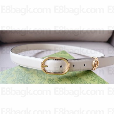 Gucci Width 2.5cm Belt with Round Interlocking G 760164 White/Gold