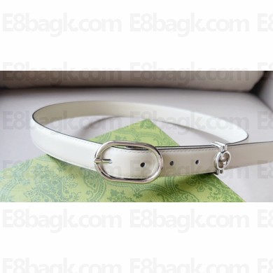 Gucci Width 2.5cm Belt with Round Interlocking G 760164 White/Silver