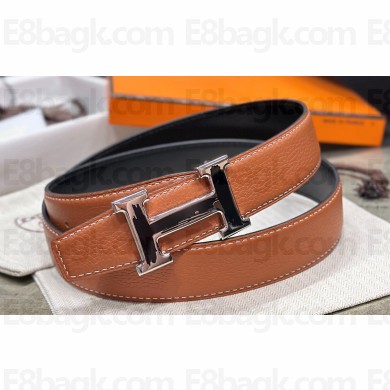 Hermes Brush belt buckle & Reversible leather strap 32 mm 04