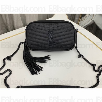 Saint Laurent lou mini bag in quilted grain de poudre embossed leather 612579 Black