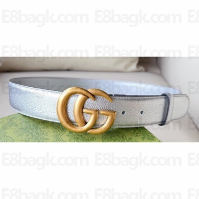 Gucci Width 4cm GG Marmont wide belt 400593 Silver/Gold lamé leather