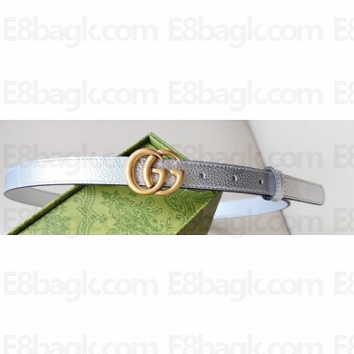 Gucci Width 2cm GG Marmont thin belt 409417 Silver/Gold lamé leather