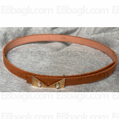 Fendi Width 2cm Bag Bugs Crystal leather Belt Brown