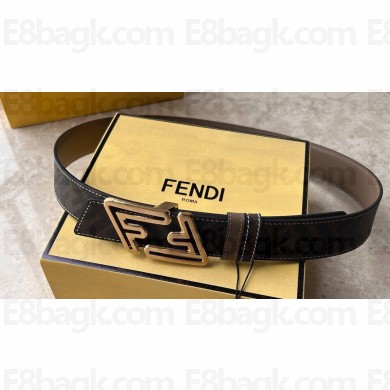 Fendi Width 3.5cm Faster leather Reversible Belt 01