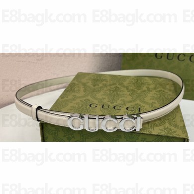 Gucci Width 1.5cm Gucci buckle thin belt 751602 White/Silver