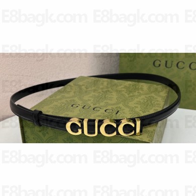 Gucci Width 1.5cm Gucci buckle thin belt 751602 Black/Gold