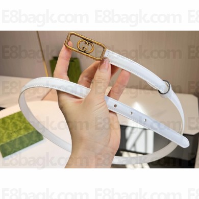 Gucci Width 1.5cm Thin belt with Interlocking G buckle 751556 White/Gold