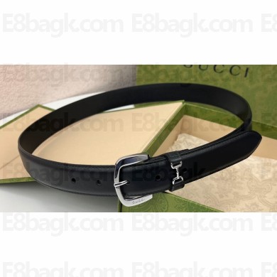 Gucci Width 3cm Belt with Horsebit 725307 Black 02