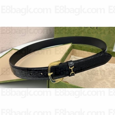 Gucci Width 3cm Belt with Horsebit 725307 Black 03