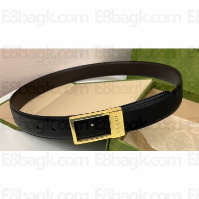 Gucci Width 3.5cm GG belt with rectangular buckle 722370 Black 03