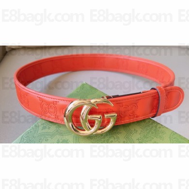 Gucci Width 4cm GG Marmont Matelassé wide belt 400593 Red/Gold