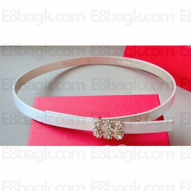 Roger Vivier Width 1.5cm Flower Strass Buckle Belt in Satin 01