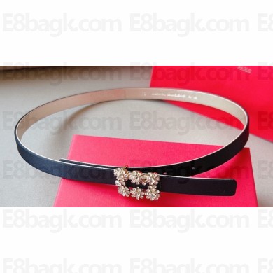 Roger Vivier Width 1.5cm Flower Strass Buckle Belt in Satin 02