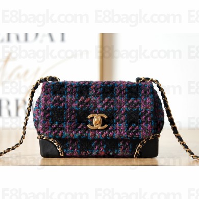 Chanel Wool Tweed Wool Flap Bag AS3572 Black/Purple 2022 