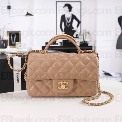 CHANEL SHEEPSKIN Mini Flap Bag with Top Handle AS2431 APRICOT 2022