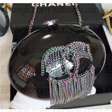 Chanel Resin/Strass Fringe Minaudiere Bag A94666 Black/Rainbow 2018