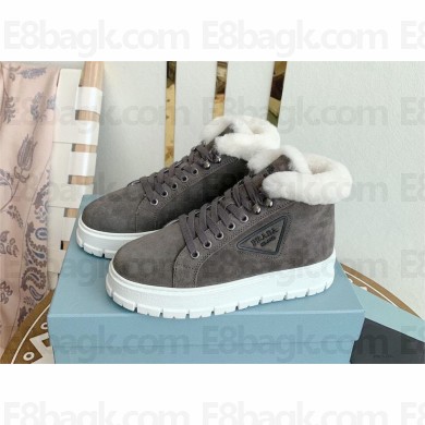 Prada Nylon lace-up booties dark gray 1T490M 2023