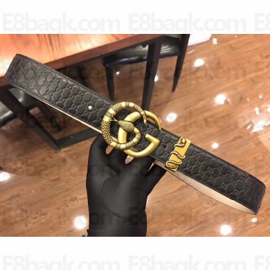 Gucci Leather Belt With Double G Buckle With Snake 458949 2018