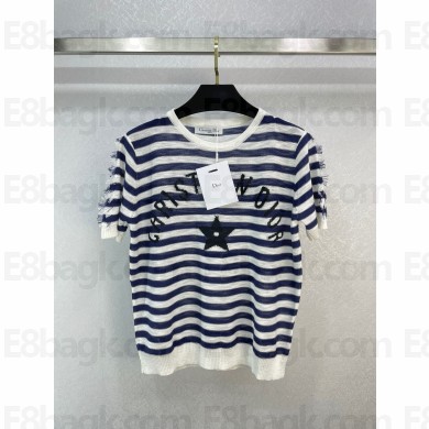 Dior navy blue Marinière Short-Sleeved Sweater 2023