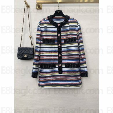 CHANEL MULTICOLOR STRIPED COAT 2022 FALL WINTER