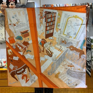 Hermes silk scarf 90x90cm 16 2024 FW(TOP QUALITY)