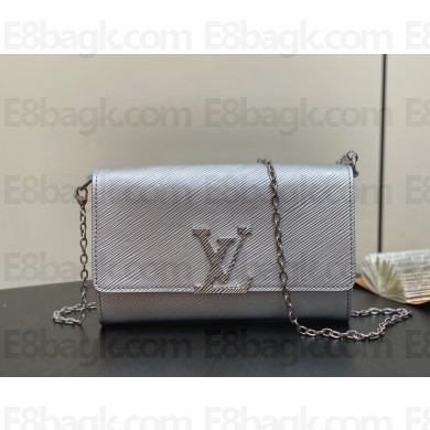 LOUIS VUITTON Pochette Louise chain bag IN EPI LEATHER SILVER M23756 2025