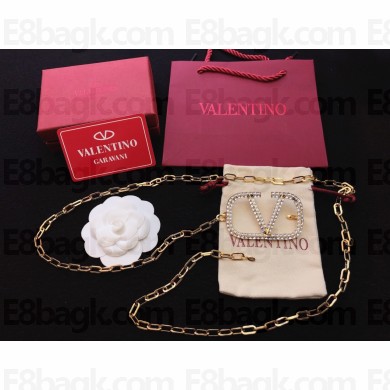 valentino vlogo crystal-embellished chain belt