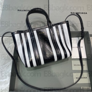 Balenciaga WOMEN'S BARBES MEDIUM EAST-WEST SHOPPER BAG IN black/white