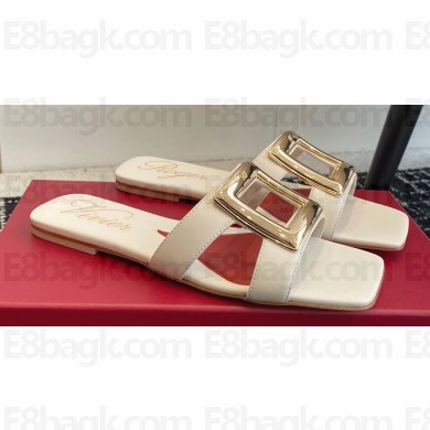 Roger Vivier Metal Buckle Mules in Leather White 2024