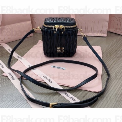 Miu Miu Matelassé nappa leather micro bag 5NR018 Black 2024