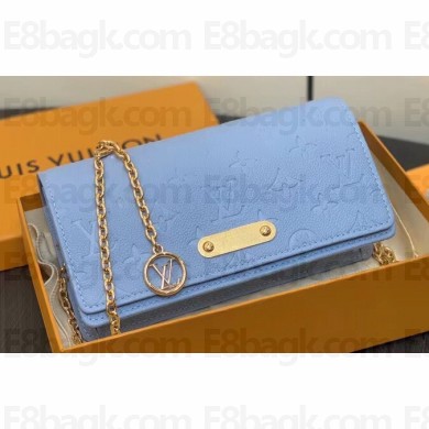 Louis Vuitton Monogram Empreinte Leather Wallet On Chain Lily Bag M83233 Blue Hour 2024