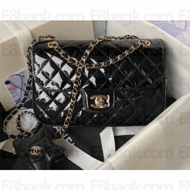 chanel Mirror Calfskin, Calfskin & Gold-Tone Metal Flap Bag & Star Coin Purse AS4648 Black 2024