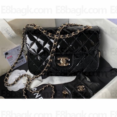 chanel Mirror Calfskin, Calfskin & Gold-Tone Metal Mini Flap Bag & Star Coin Purse AS4646 Black 2024