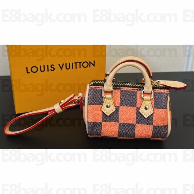 Louis Vuitton Damier Pop Mini Speedy Bag Charm Orange 2024