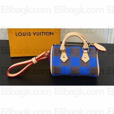 Louis Vuitton Damier Pop Mini Speedy Bag Charm M01693 Blue 2024