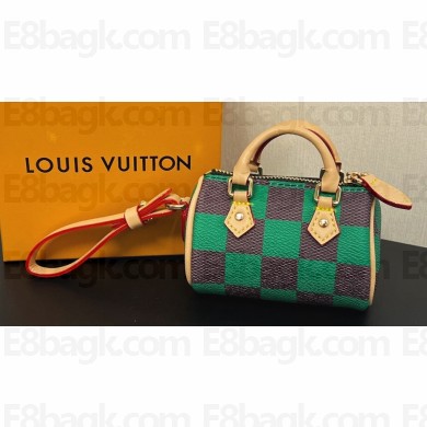 Louis Vuitton Damier Pop Mini Speedy Bag Charm Green 2024
