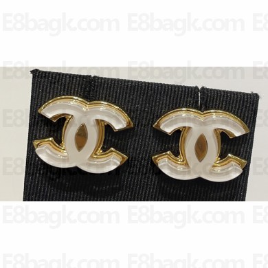 Chanel Metal & Resin CC Earrings White 2024