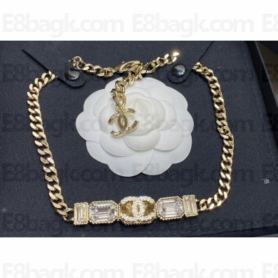 Chanel Metal & Strass Choker Necklace ABC577 Gold & Crystal 2024