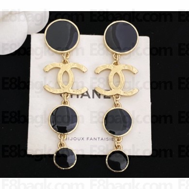 Chanel Metal Pendant Earrings Gold/Black 2024