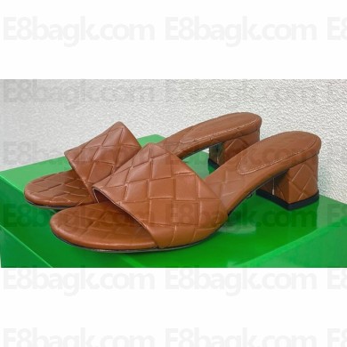 Bottega Veneta Heel 4.5cm Leather Amy mules with Intreccio pattern Brown 2024