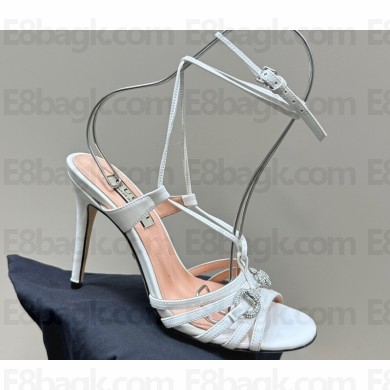 Gucci Heel 10.5cm Horsebit with crystals sandals 771596 Leather White 2024